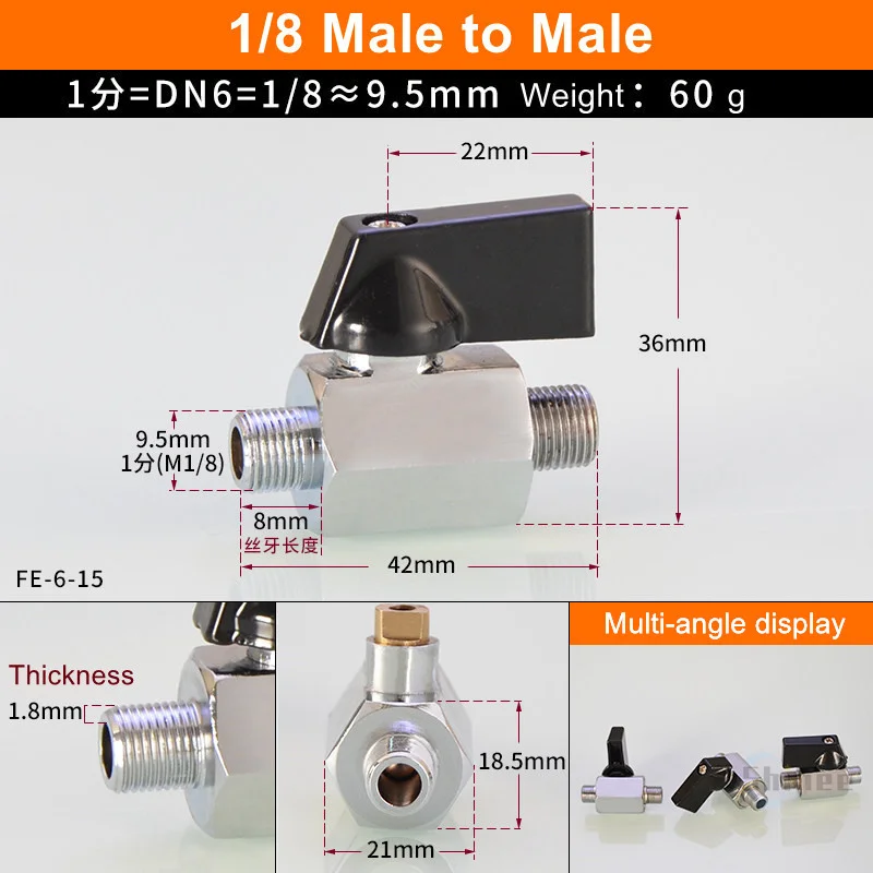 Black Brass Mini Shut Off Valve for Air, Water, Gas, and Oil