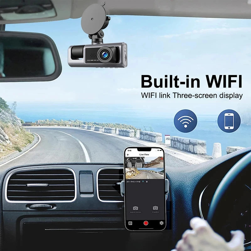  DVR 3   ķ, WIFI 1080P, 2 ġ  , Ʈ   ,  ڽ, ڵ ׼