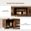 TV Stand for 75Inch TV,63” LED Entertainment Center with Sliding Acylic Doors,Mid Century Modern TV Console with Storage Shelves 4