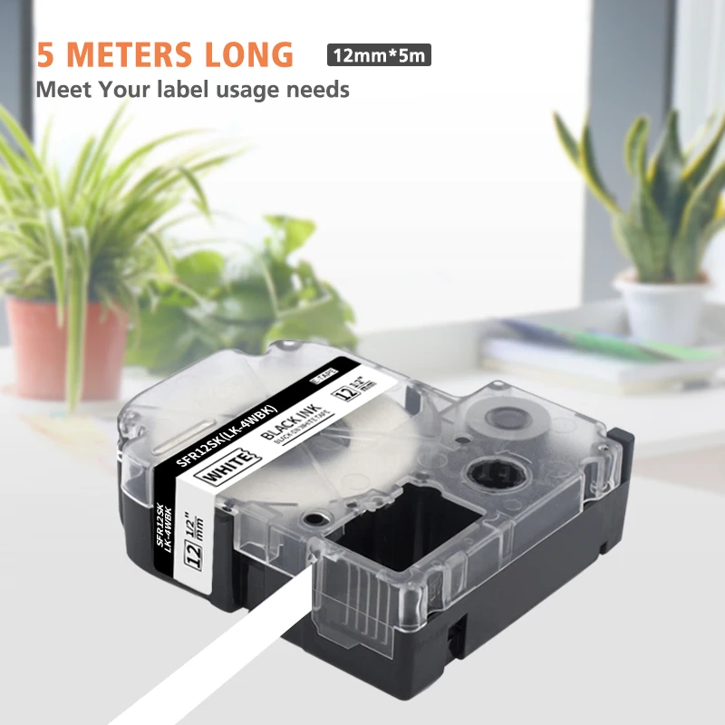 엡손 LW-300 LW-400 라벨 메이커용 새틴 리본 테이프, 12mm, SFR12BK SFR12PK SFR12KZ SFR12NZ SFR12GZ SFR12RZ 호환