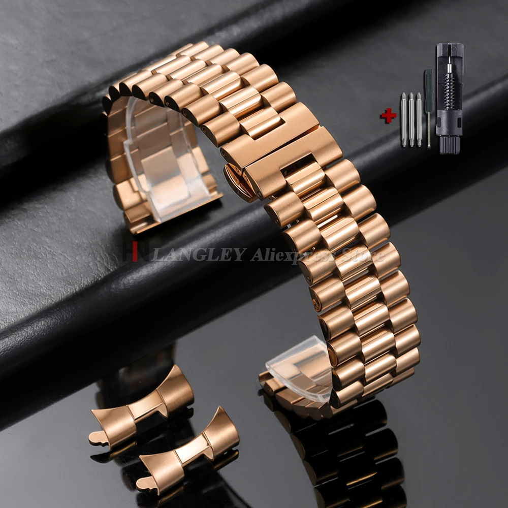 Universal Solid Stainless Steel Watch Strap - Premium Curved End Wristband