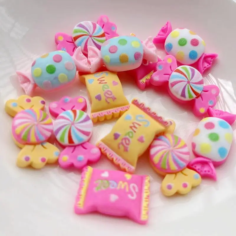 Jewelry Making Supplies 30PCS Imitation candy resin gem accessories flat back clip book DIY phone case patch jewelry accessories materials