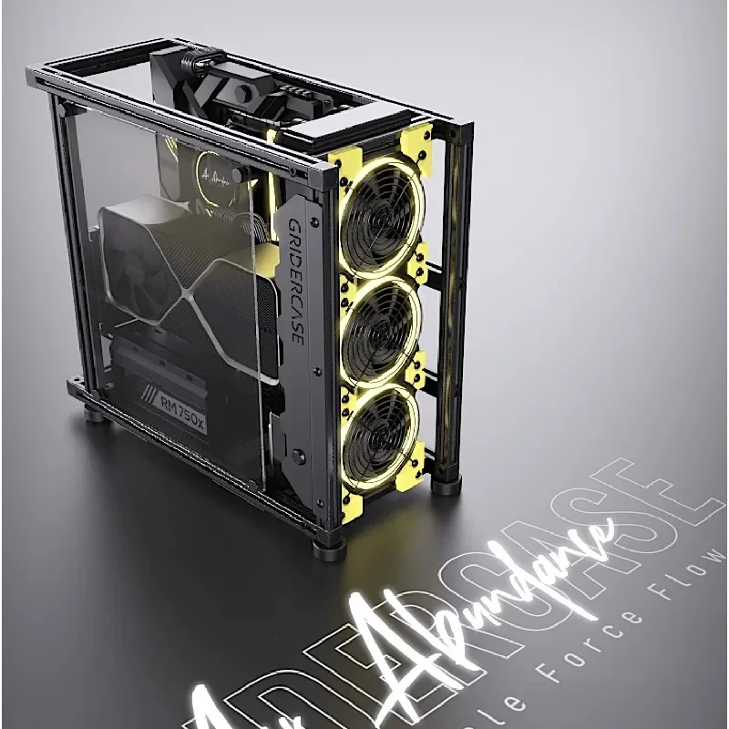 VEDDHA 베타 V2.0 오픈 섀시 - 레트로 산업 디자인, 고강도 알루미늄 ATX 케이스 DIY 수냉 시스템용