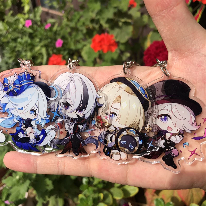 Anime Cosplay Accessories Genshin Impact Clorinde Neuvillette Sigewinne Navia Freminet Keychain Backpack Pendant Prop Badge