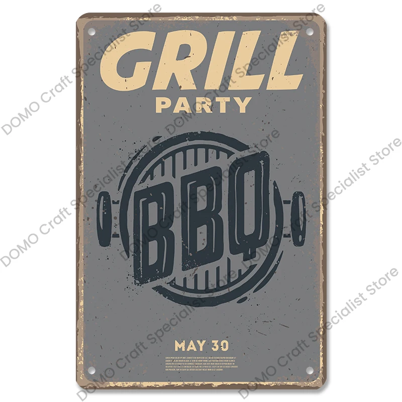 Barbecue vintage retro metalen tinnen bord, BBQ Grill Slow Smokin' Good Times Open 24 uur voor bar, achtertuin, keuken, club, buiten, straat, garage, huis, hotel, muurkunst decoratie, borden 30 x 20