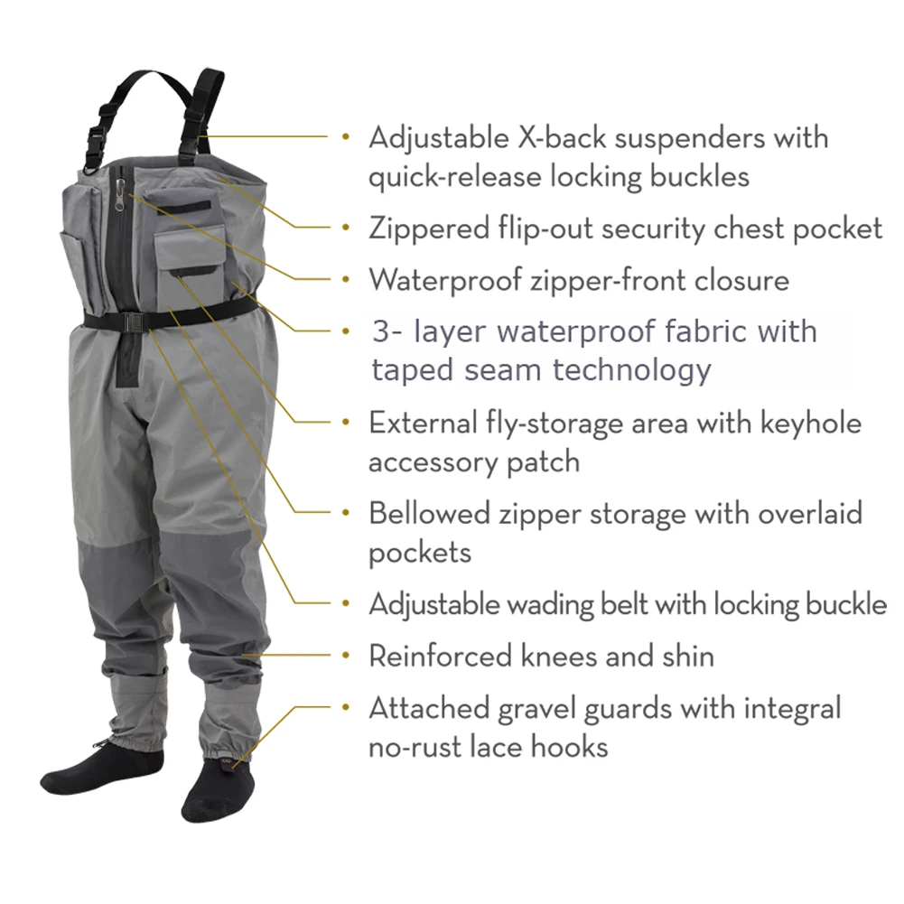 Waterproof Chest Waders Male Crosswater Pant Hunting Farming Work Fly Fishing Trousers 3-Ply
