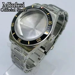 Elegant Miuksi 39mm Silver Watch Case with Multi-Color Bezel and Domed Sapphire Glass for Fit NH34 NH35 NH36 (Style 2 Black)