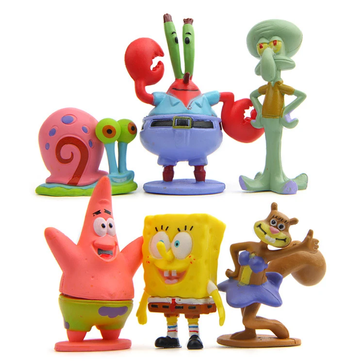 6pcs/set 3-6cm Sponge Figure toy Bob Crab Boss Patrick Star Action Figures Patrick Star Anime Figurines PVC Sandy Dolls Toys transformers toys