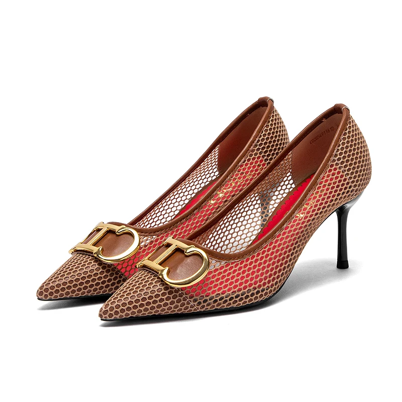 Heels Sandals 2025 Spring New Pointed Toe High Heels Mesh Upper Breathable Comfortable Banquet Wedding Shoes 2