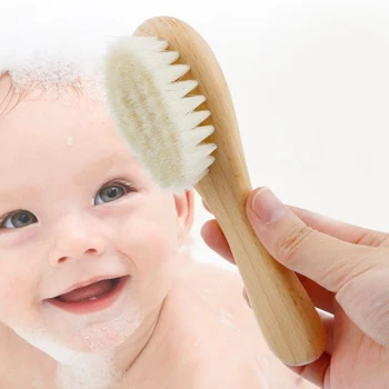 【Nuovo】Set da 2 Pezzi per la Cura del Bambino: Spazzola per Capelli in Lana e Pettine in Legno di Faggio, Set Regalo per Neonati, Spazzola Naturale per Bambini