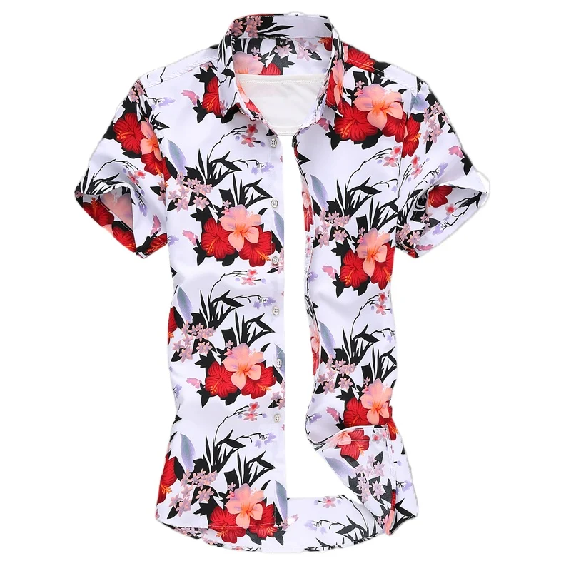 Men Short Sleeve Flower Shirt 3