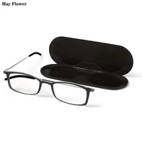Thin Anti-blue Ray Reading Glasses Portable Square Tr90 Spectacles Eyeglasses With Phone Magnetic Case Eyewear Frame Men Women+2