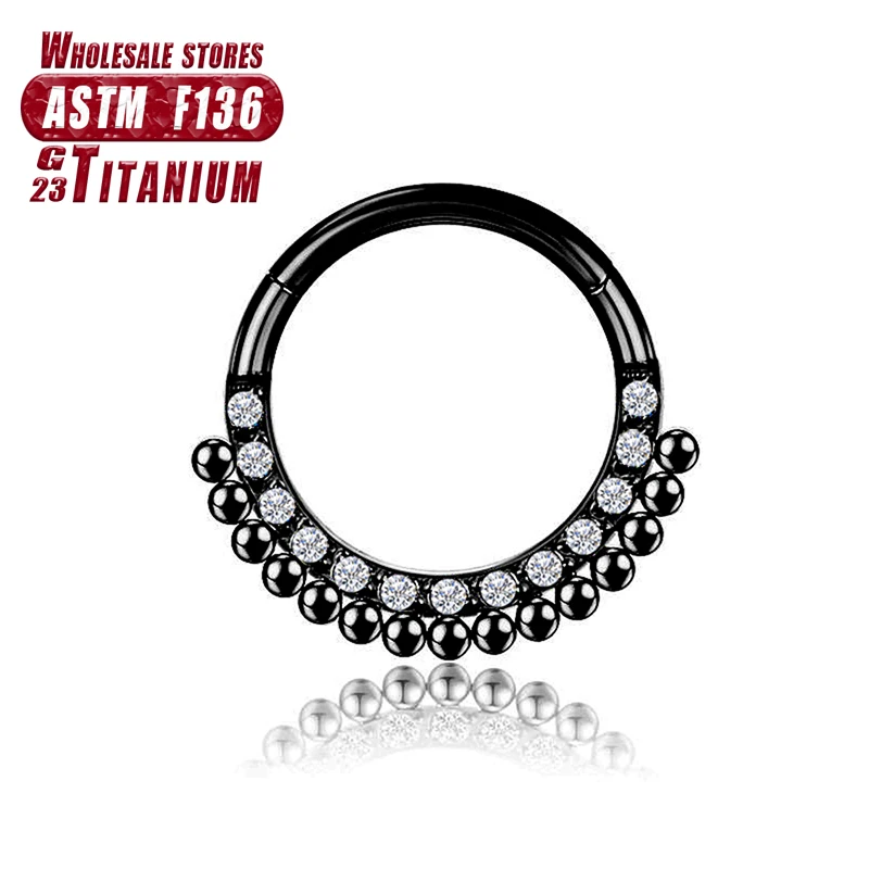 G23 Titanium Flower Nose Rings Hoop Zircon Piercing Diaphragm Tragus Cartilage Ear Perforated Clicker Ladies Lip Body Jewelry