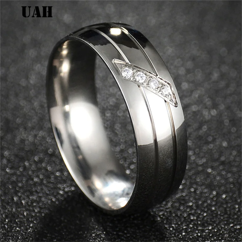 Simple Couple Titanium Steel Wedding Zirconia Rings Women Men's Jewelry Anniversary Marriage Fashion Gift wedding rings finger rings engagement rings zircon rings couple rings crystal rings titanium steel rings