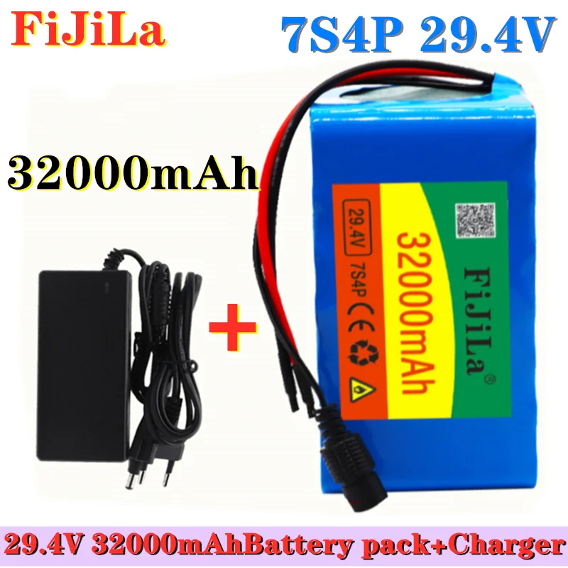 24V 10Ah 7S4P 18650 Liion Battery Pack 29.4V 10000mAh Electric Bicycle