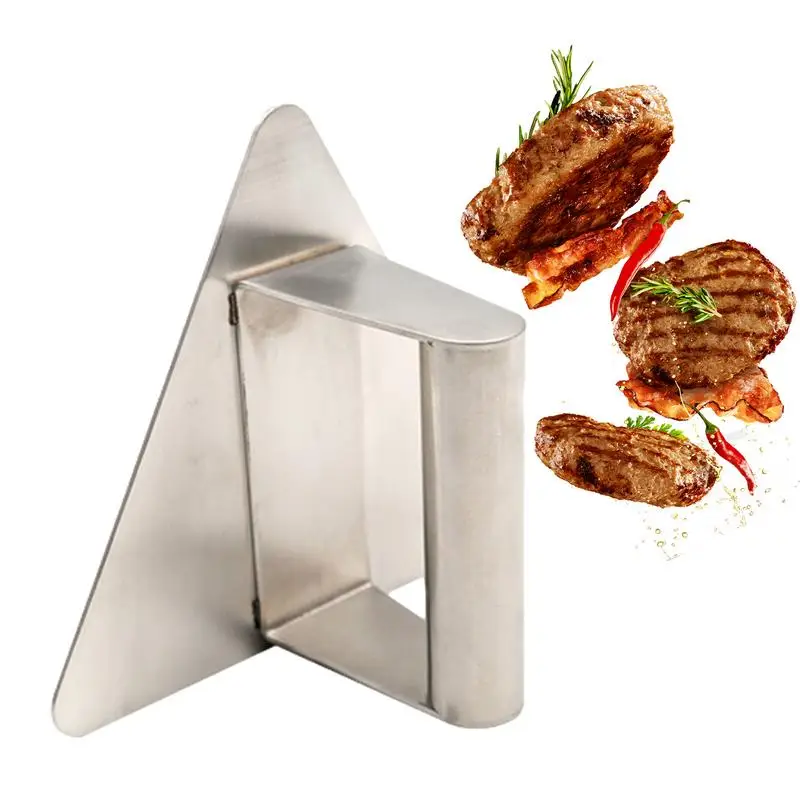 

Stainless Meat Press Grill Hamburger Smasher With Handle Flat Top Burger Press Triangle Shape Bacon And Patty Maker For Chefs