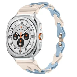Silicone Chain Strap Replacement Wristband Bracelet for Galaxy Watch 7 Ultra (Slim Starlight LU)