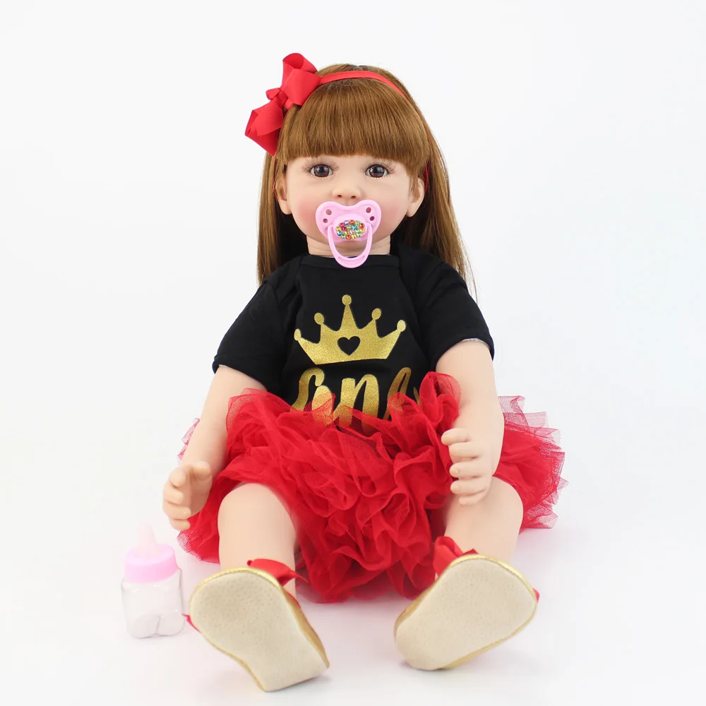 60cm Soft Silicone Reborn Baby Doll Toys 24inch Princess Toddler Babies Girl Boneca Kid Birthday Gift Realistic Alive Bebe 2