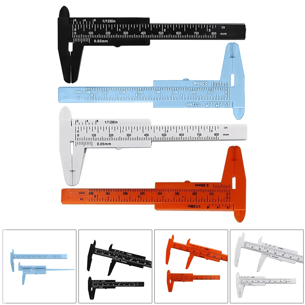 

1pc 0-80mm Mini Rule Scale Plastic Vernier Caliper Student Dial Gauge Micrometer Measuring Ruler Inside Diameter Depth Meter