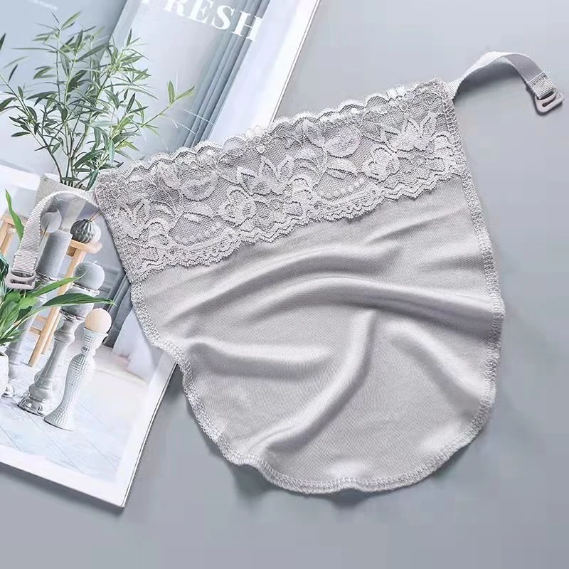 Women's Lace Silk Cleavage Cover Up Camisole Breathable Invisible Clip-on Adjustable Underwear Tube Top Anti-glare Clothes Ties