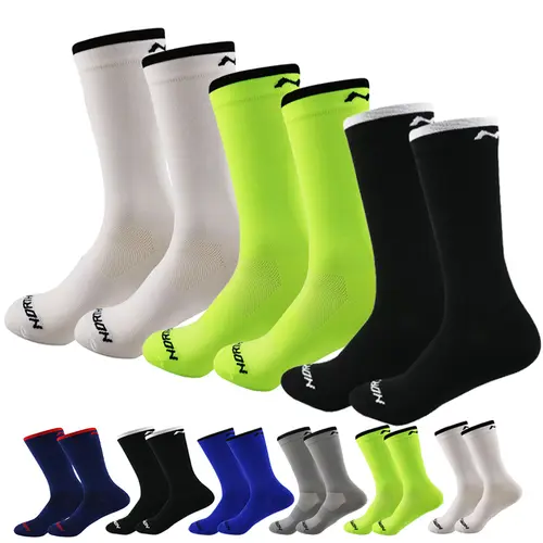 5 Pairs Cycling Socks Men Breathable Mesh Sport Running Socks Racing Road Bicycle Mid Tube Solid Letter Football Bike Socks Man - Image 2
