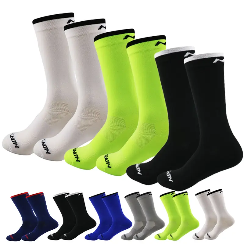 5 Pairs Cycling Socks Men Breathable Mesh Sport Running Socks Racing Road Bicycle Mid Tube Solid Letter Football Bike Socks Man - Image 2