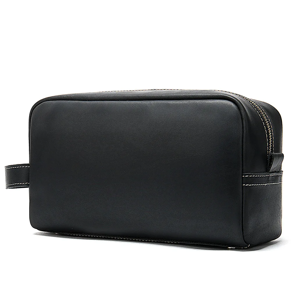 

Casual Real Genuine Leather Women Men Cosmetic Bag Makeup Case Travel Organizer Portable Wash Toiletry Bag Necessaries Pouch Bag