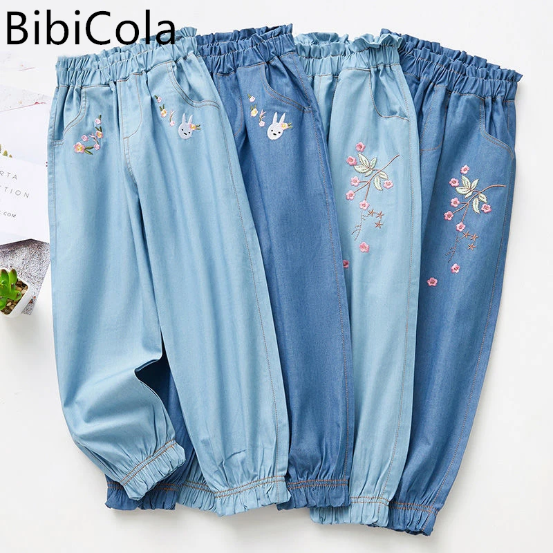 

Girls' denim anti-mosquito pants new summer thin section children's autumn jeans in the big children's loose trousers tide