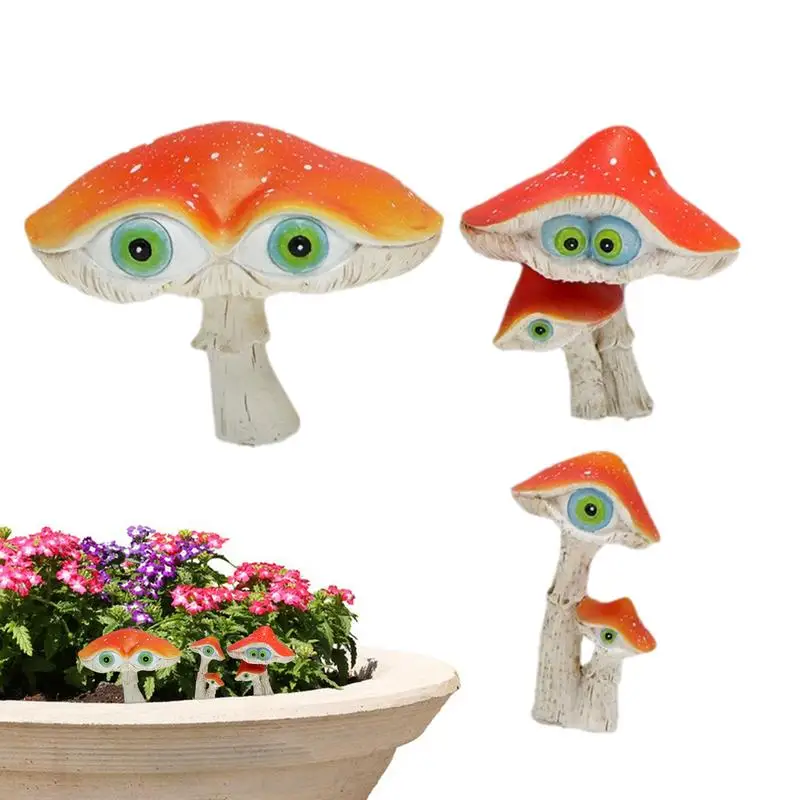 

Mini Mushroom Figurines 3pcs Decorative Resin Statues Bonsai Craft Decor Landscape Outdoor Garden Decoration For Indoor Outdoor