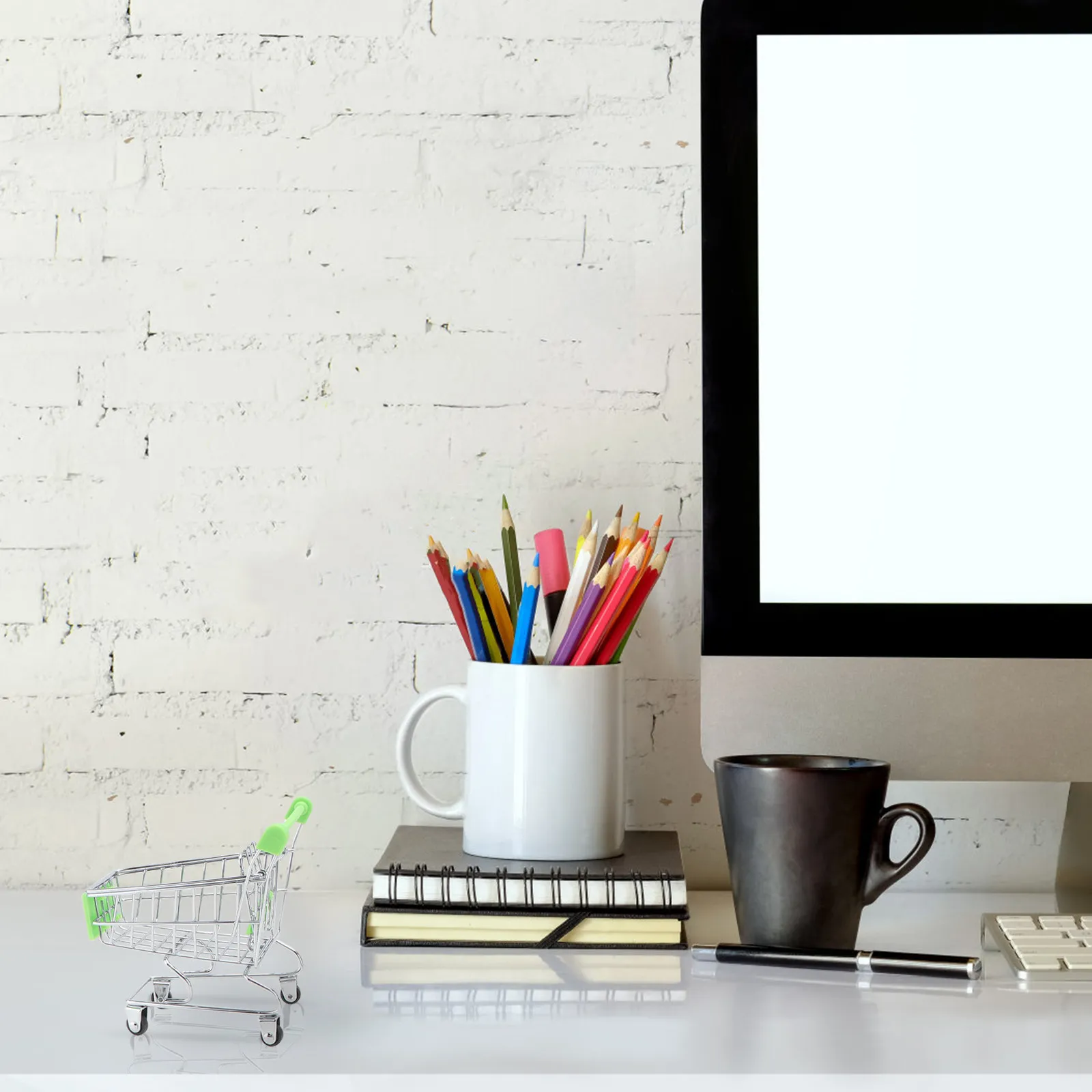 3Pcs 미니 쇼핑 카트 어린이 놀이용 철제 화장품 보관 식료품 카트 핑크 퍼플 그린 사무실 책상 정리함