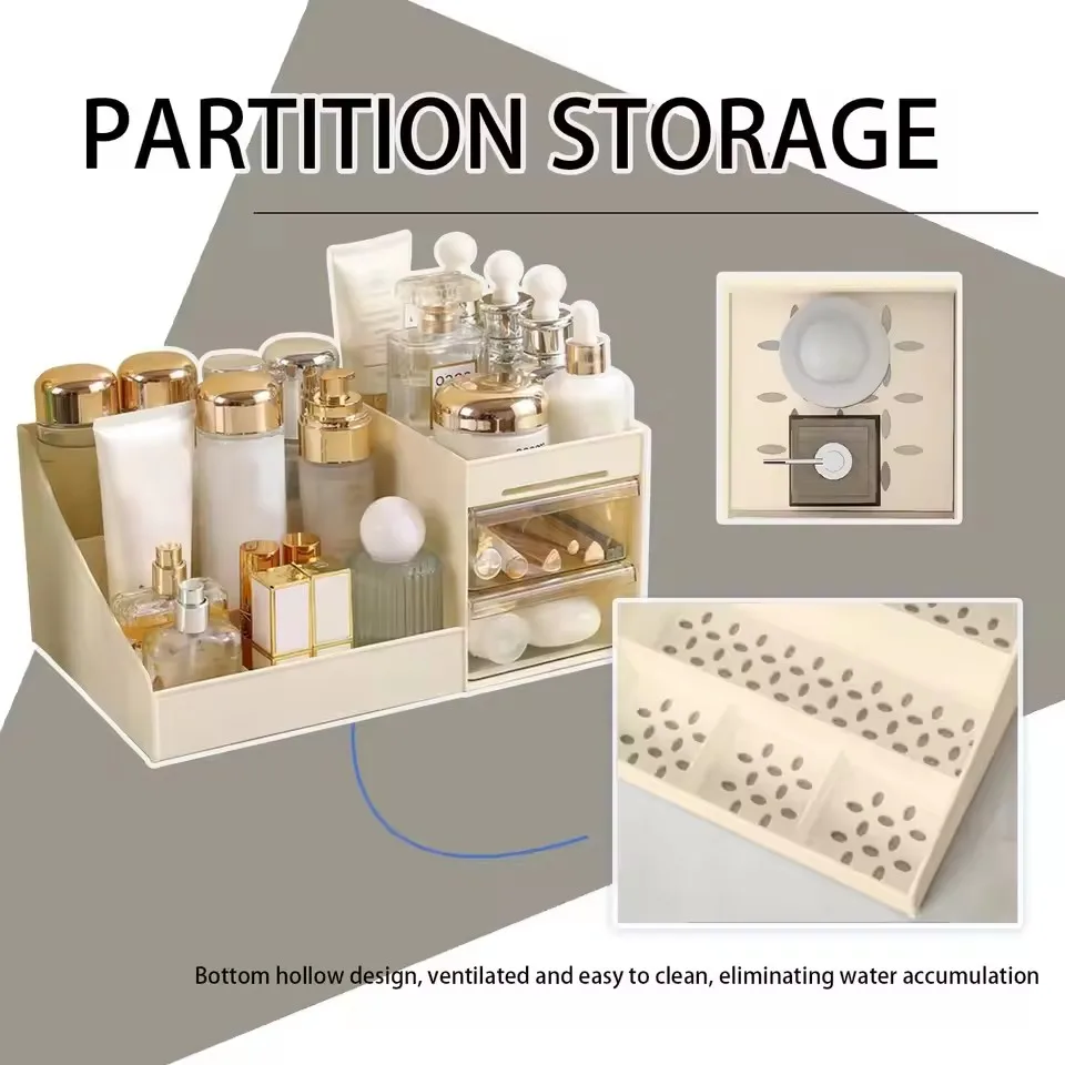 Cosmetic Display Case Desk Storage Box with Clear Drawers Large Capacity Makeup Brush Organizer For Bathroom Desktop 5
