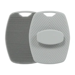 Silicone Exfoliating Body Scrubber with No - Slip Handle for Skin Cleansing and Massage (Grey)