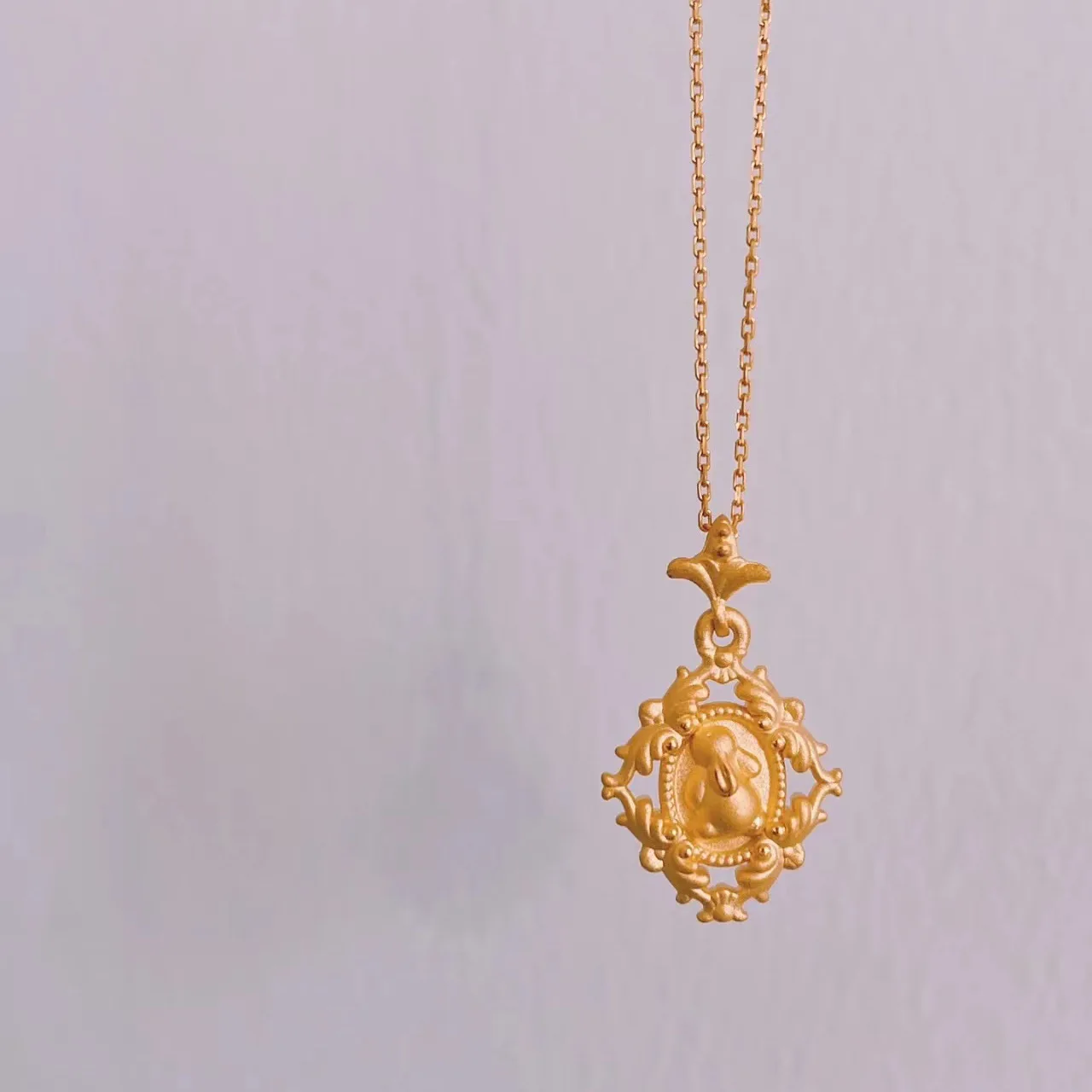 Jewelry Mirror Moon Rabbit Ancient Style Necklace with Female Gold Color Design High End Rabbit Life Year Collar Chain Jewelry