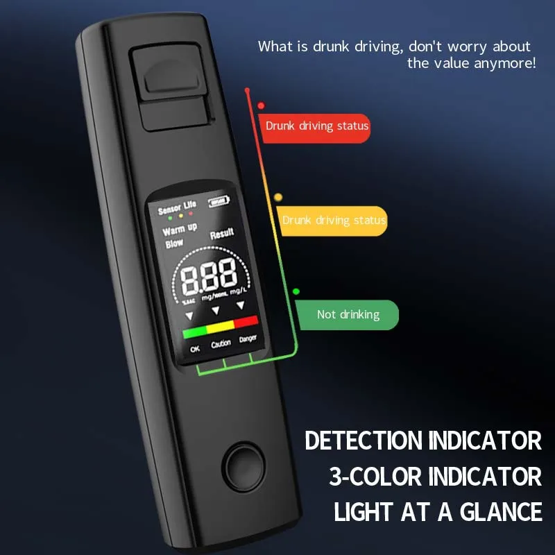 Portable Alcohol Tests Professional High Sensitivity Breathalyzer Alcohol Test Type-C Charging Digital Breath Tester
