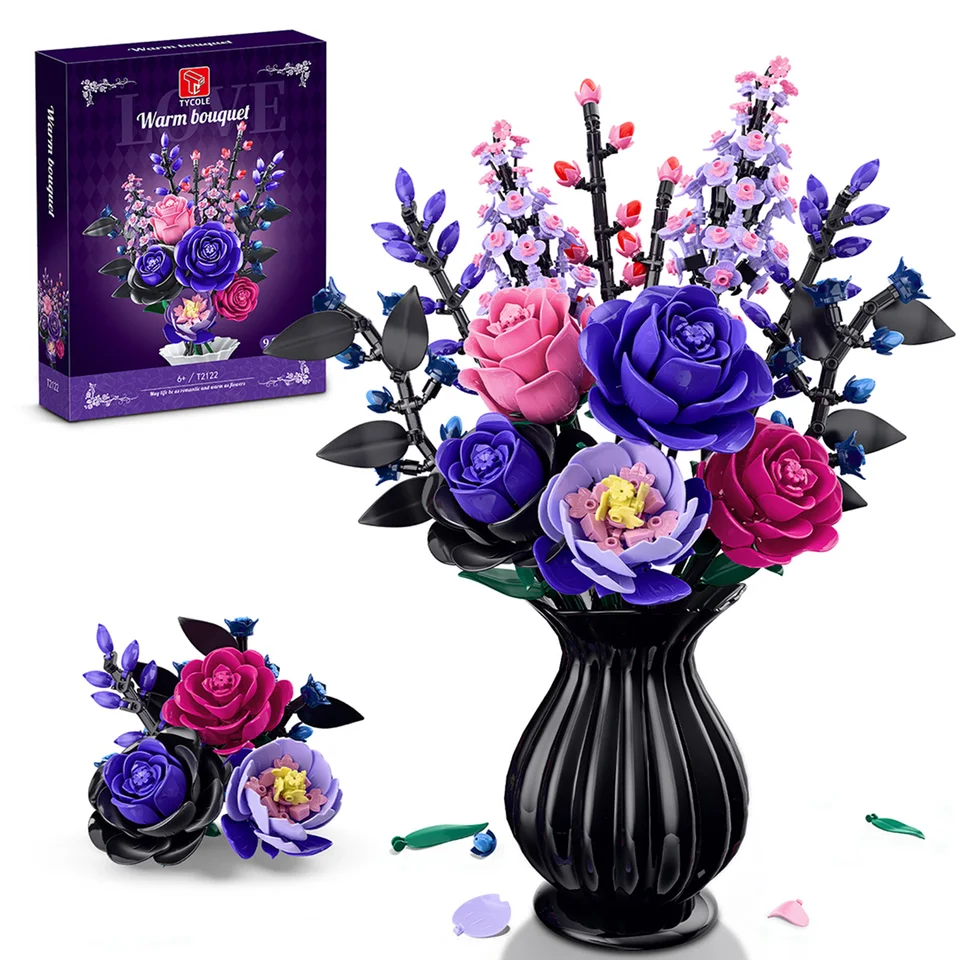9-in-1 Bouquet Model Building Blocks Educational Toys Flowers Bricks Puzzle Sets Desktop Ornament Valentine's Day_voghion.com