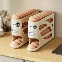 Support à œufs pour réfrigérateur, design coulissant automatique, rangement gain de place, matériau PP transparent, ustensile de cuisine pour la conservation des aliments 6