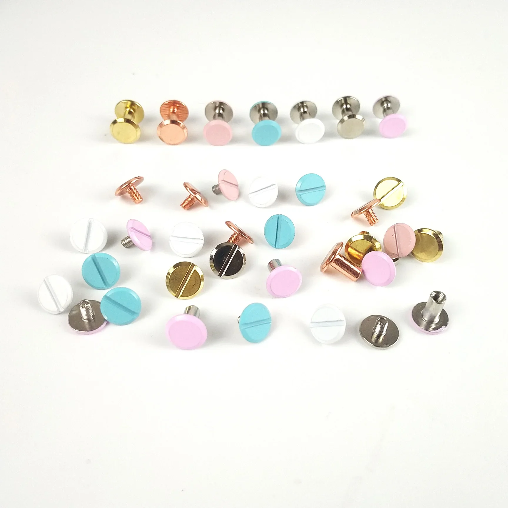 

New color 100pcs 8mm Iron Clip Matching Nails A5A6 Metal Binder Accessories Binder Journal Cannulated Metal Ring Nut Screw Nails