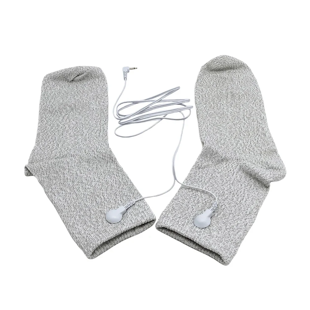 

Conductive Silver Fiber Socks Tens EMS Electric Foot Massage Therapy Sock Cable Electrode Pads for Digital Massager Muscle Relax