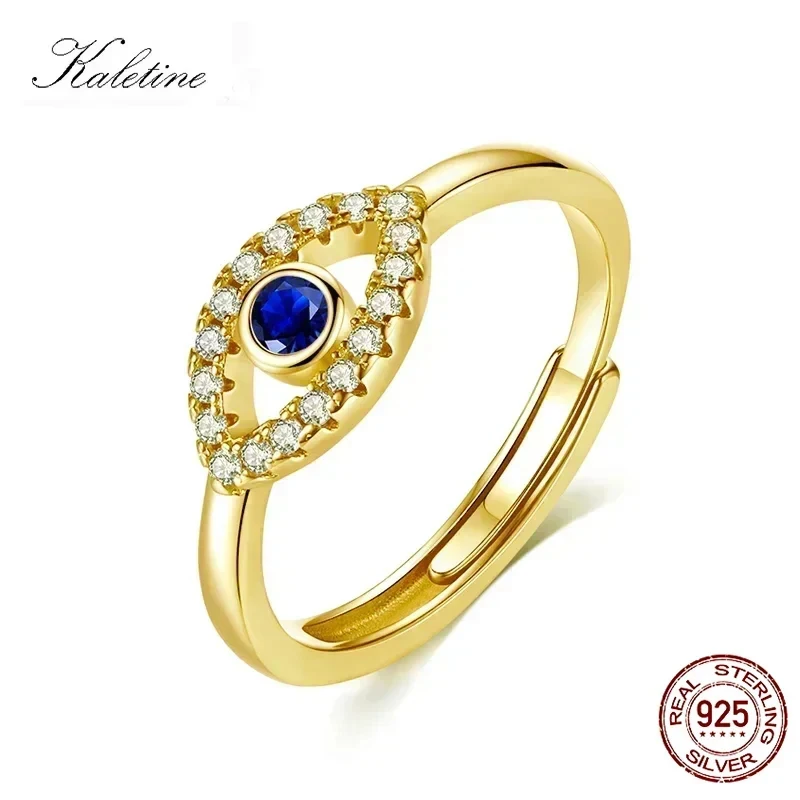 KALETINE Lucky Turkish Blue Evil Eye Ringe für Frauen, offener, verstellbarer Ring aus 925er Sterlingsilber, trendiger Schmuck für Hochzeitspaare, Geschenk