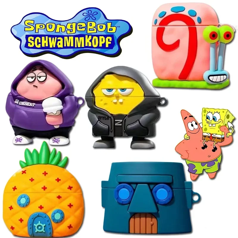 Nuovo Spongebob Squarepants Cover Per Cuffie In Silicone Per Airpods 1/2 Accessori Per Cuffie Cartoon Creative For Airpods 3 Pro Case