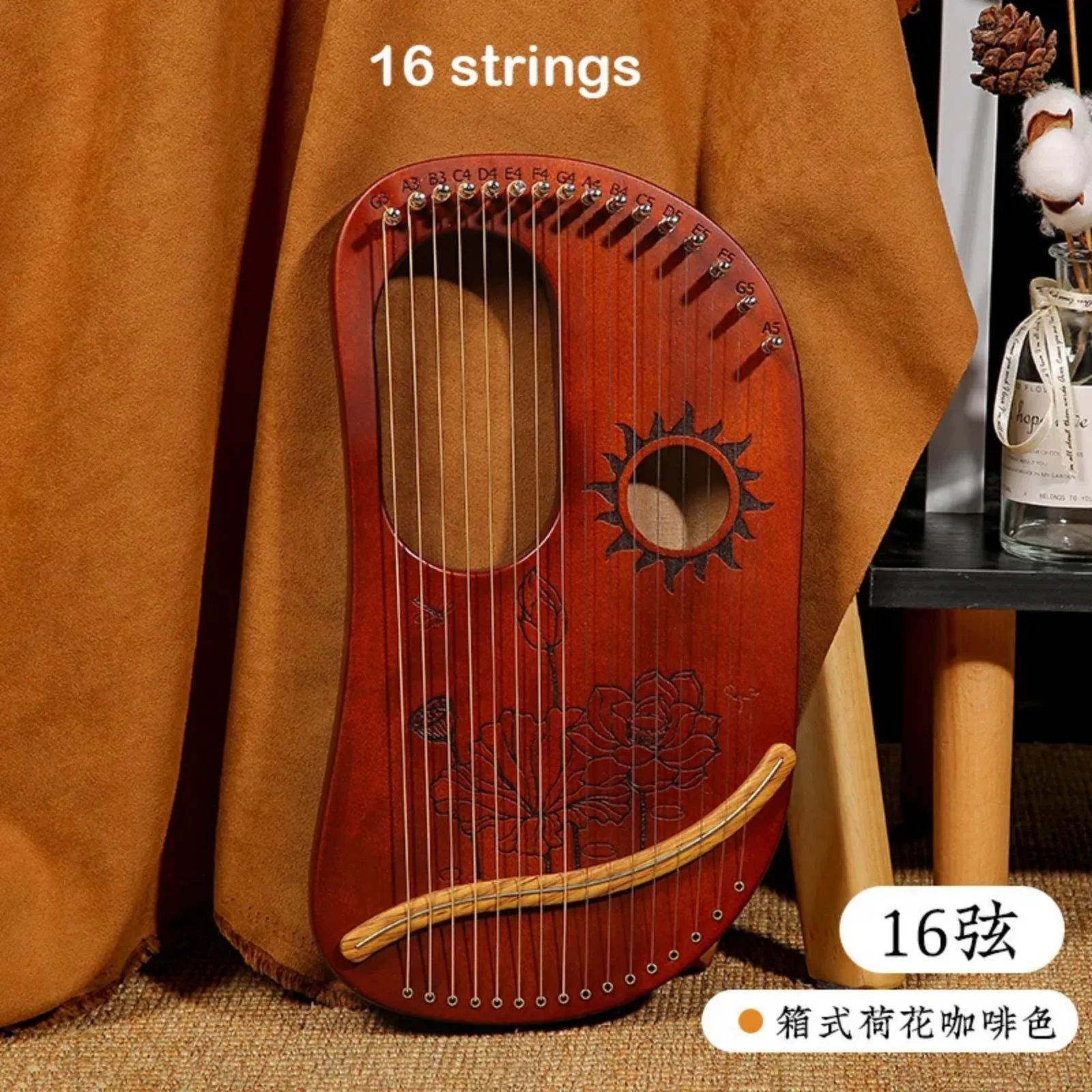 High-quality Lyre Harp 16/19 String Harp Piano Mahogany Beginner Musical Instrument Lyre 10/16/19 Strings Piano