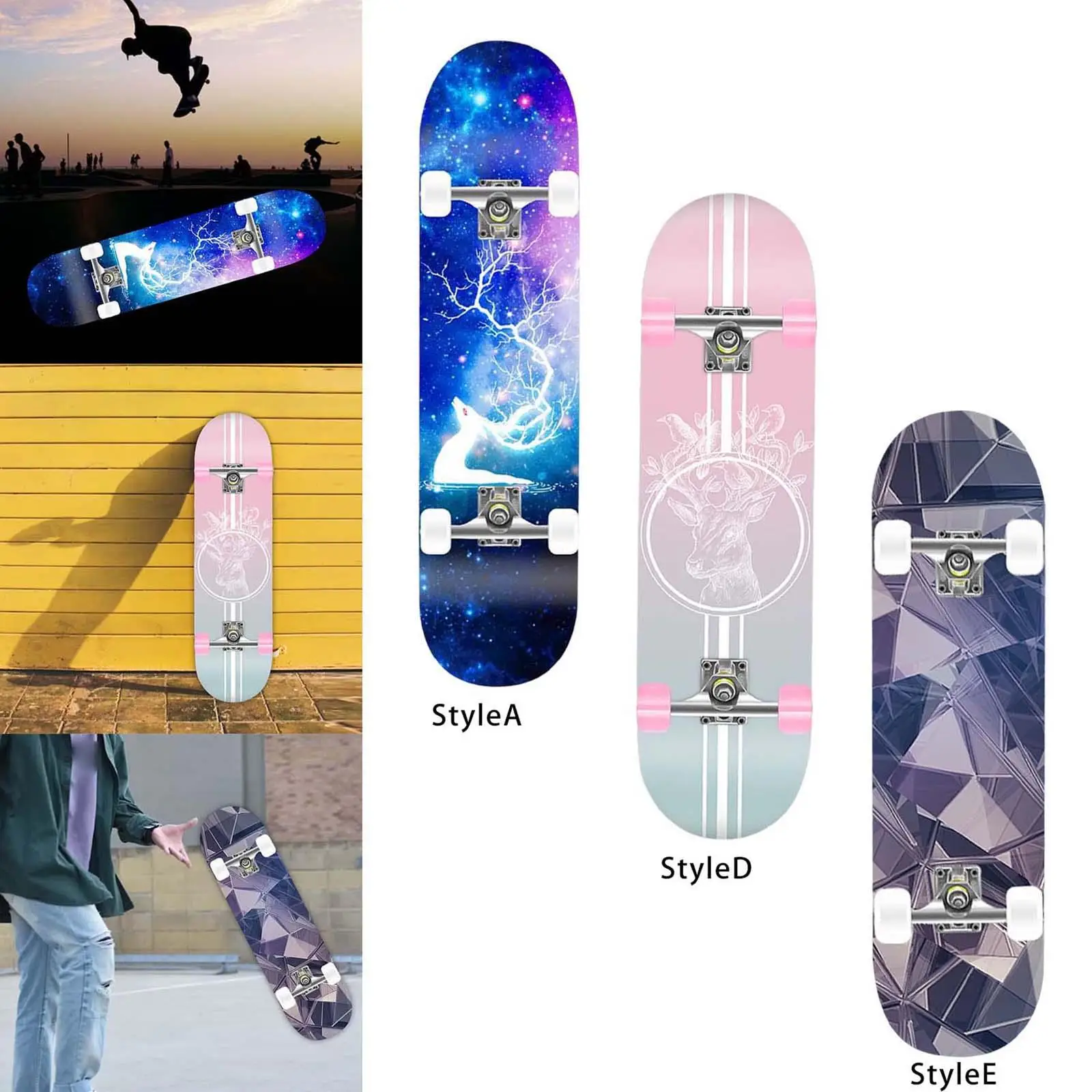 Skateboard Complete Long Board Double Kick Fully Mute Maple 31 inch Steel