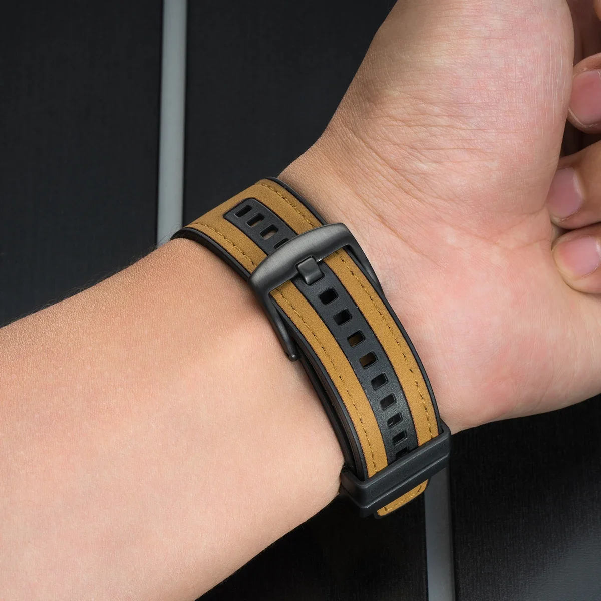 Versatile Leather Silicone Sports Strap - Unisex Replacement Band Loop