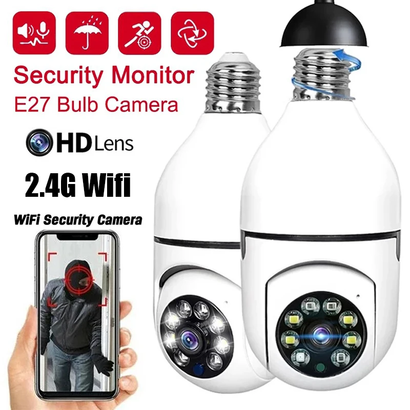 E27 Bulb Wifi Surveillance Camera Night Vision Wireless Camera 1MP CCTV