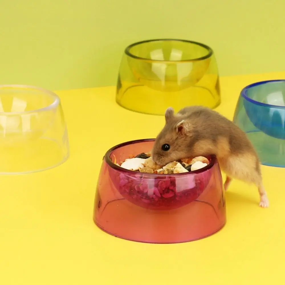 Bite Resistant Hamster Food Basin Plastic Transparent Rat Food Water Dish Non slip Hamster Water Bowl