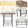 3-Piece Wooden Round Table, Kitchen Breakfast Nook Wood Grain Tabletop with Metal Frame and Built-in Wine Rack for Kitchen 6