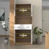 Oak and White Kitchen Pantry Cabinet,70" Tall Kitchen Storage Cabinet with Doors and Drawer, Freestanding Wooden Storage Cabinet 6