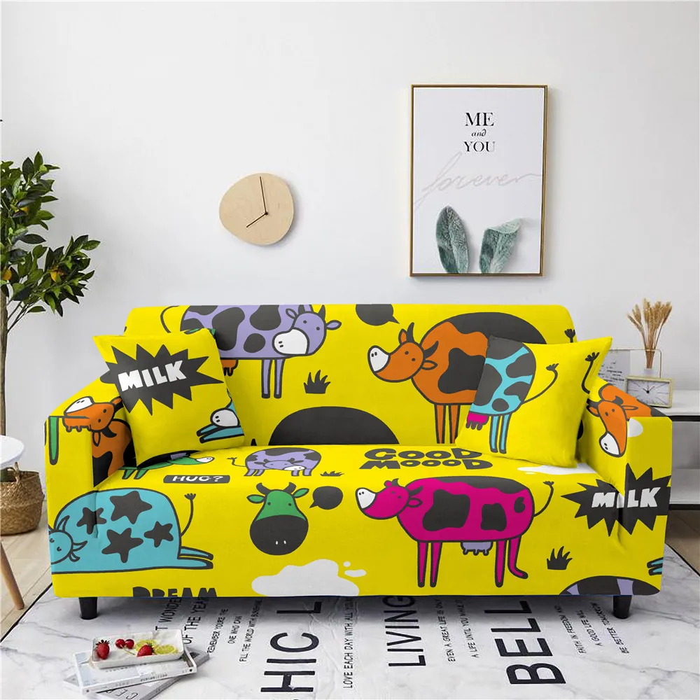 

Cartoon Animal Funny Cow Child Gift Sofa Cover Sofa Slipcover Home Decoration Stretch Couch Cover for Couches and Loveseat Couch