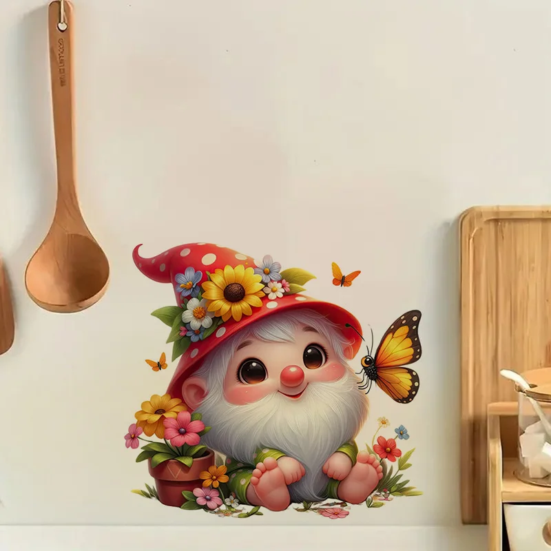 Cute Garden Gnome Sticker Water-proof Home Wall Decal Used for Wall, Bathroom, Cabinet, Door,Toilet, Car, Laptop wall stickers toilet stickers 1pc