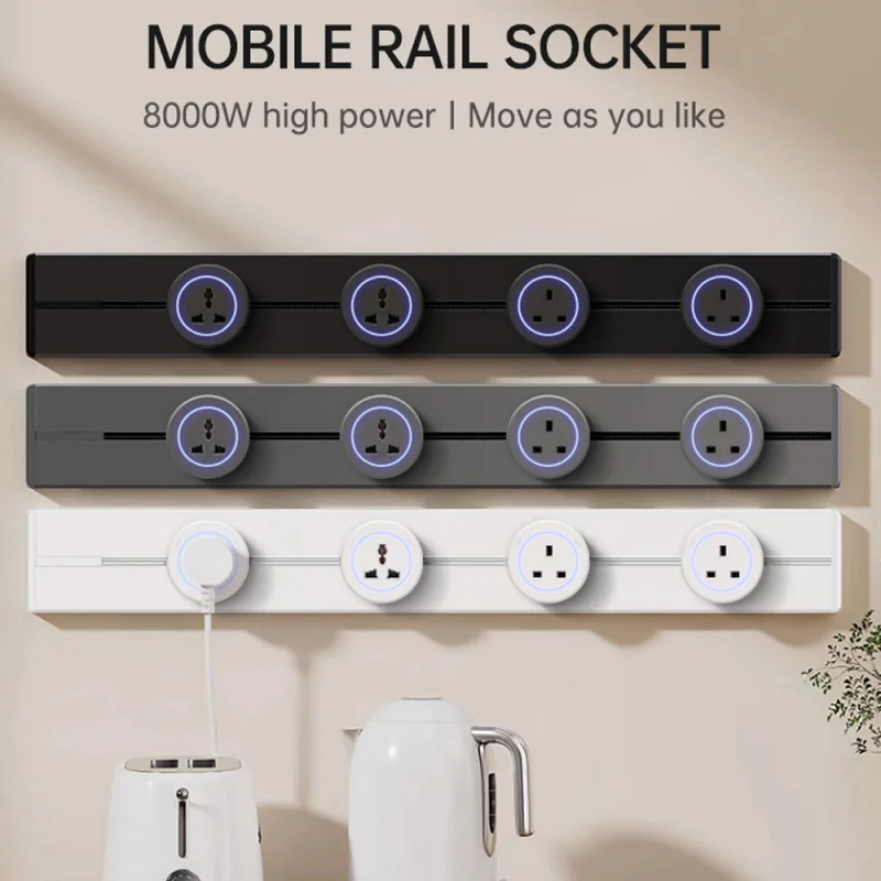 30/40/50 ซม.Track SOCKET Wall Power Rail Movable ปลั๊กอะแดปเตอร์ซ็อกเก็ต High End Home Appliance Power 8000W EU US UK มาตรฐาน USB 1